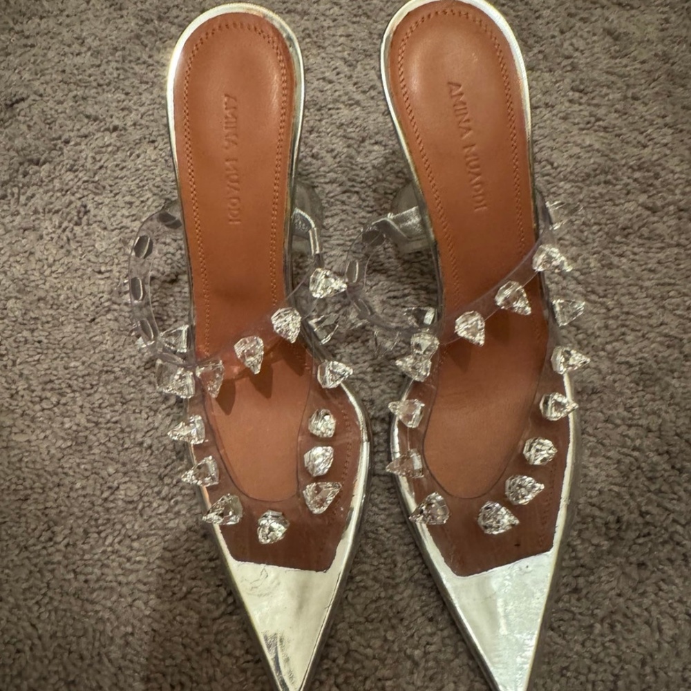 Amina Muaddi crystal heels like new size 35